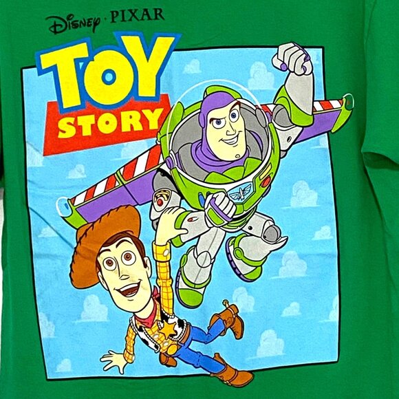 Disney Parks Toy Story T-Shirt Mens L Green Woody Buzz Lightyear Pixar - Picture 1 of 4